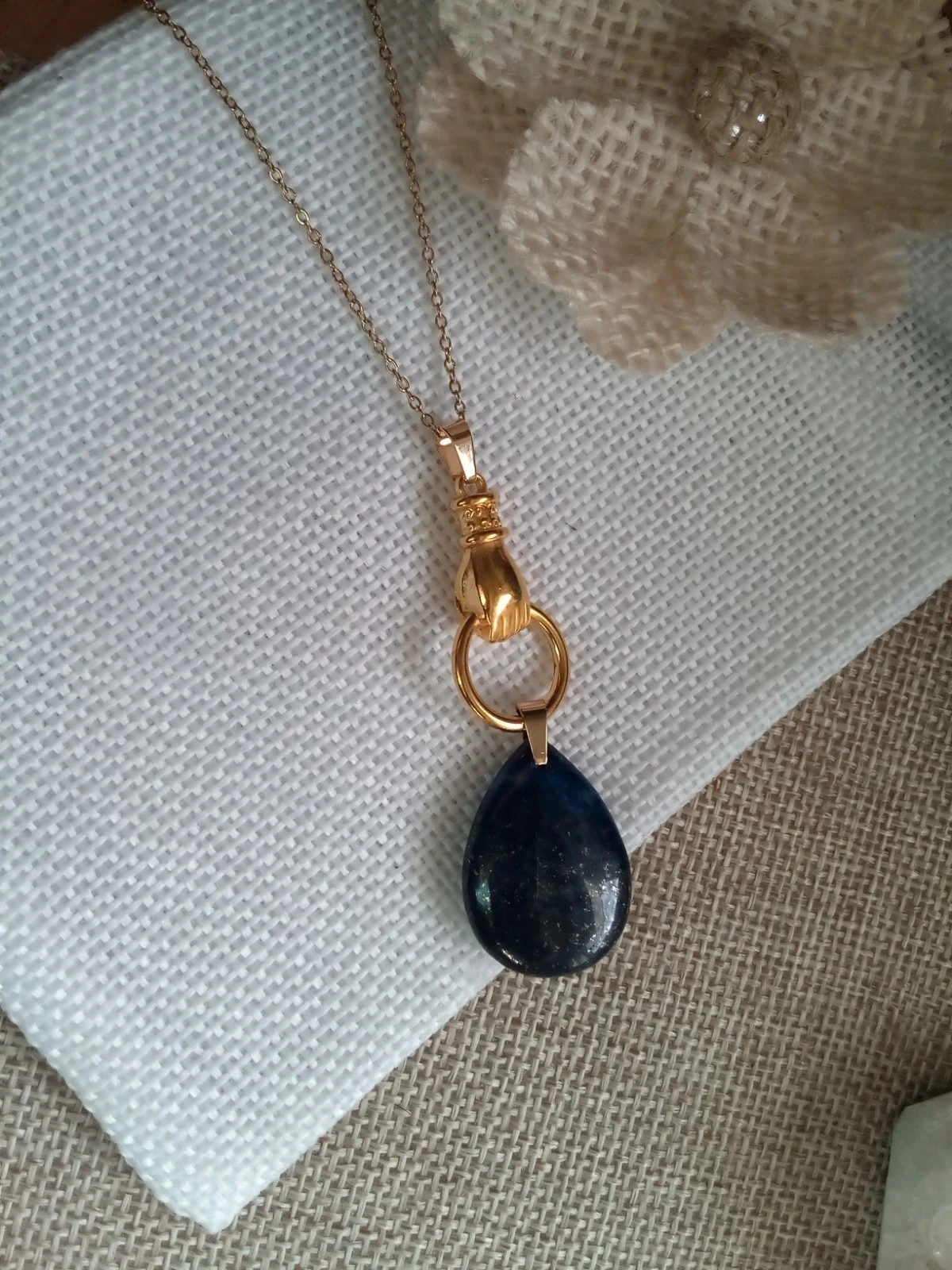 Collier main réversible pierre de lapiz lazuli – photo 3